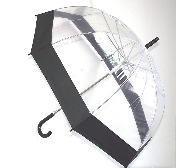 Зонт-трость Эврика механический прозрачный Черный - 0