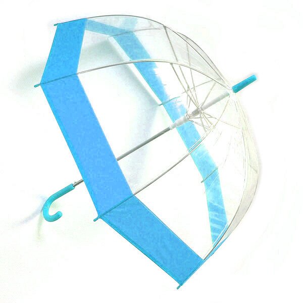 Зонт-трость Эврика механический прозрачный Голубой
