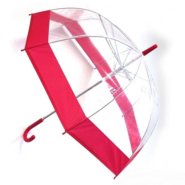 Зонт-трость Эврика механический прозрачный Красный
